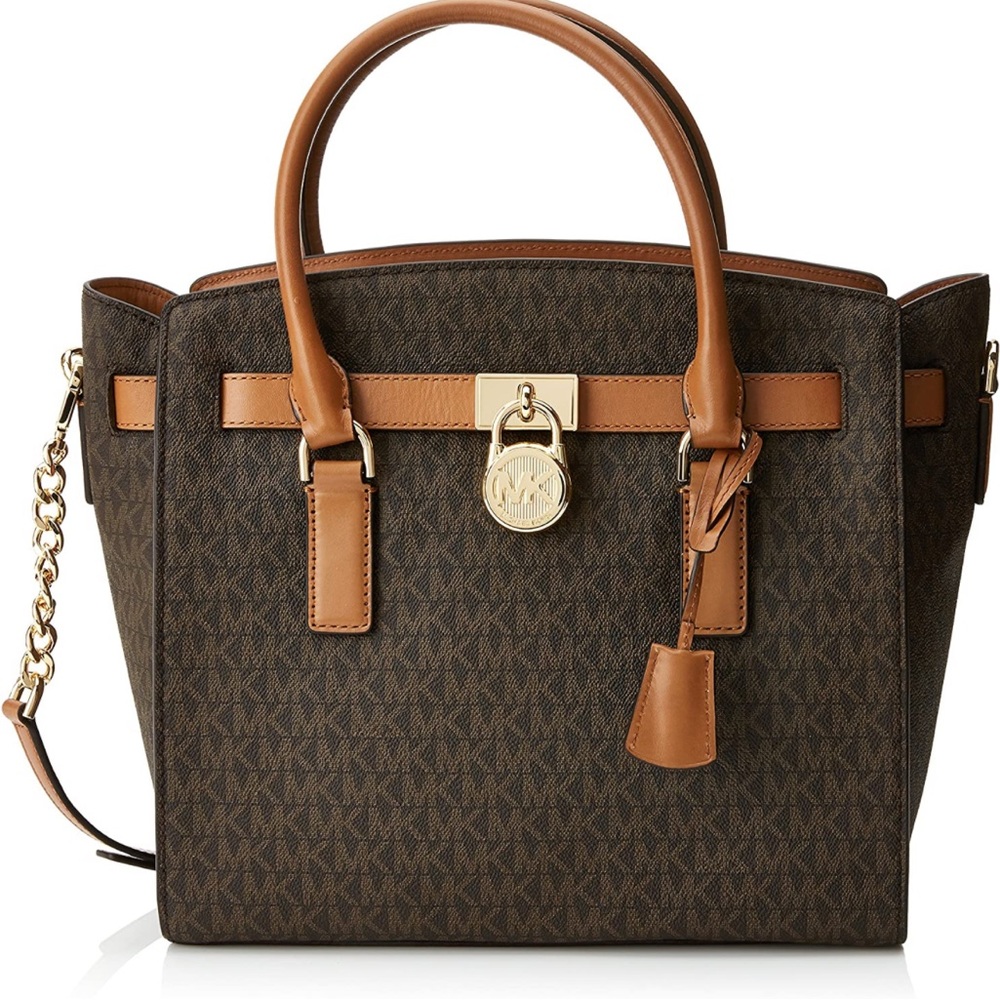 Michael Kors Leather Hamilton Satchel Bag Purse with Crossbody Strap - Picture 14 of 15